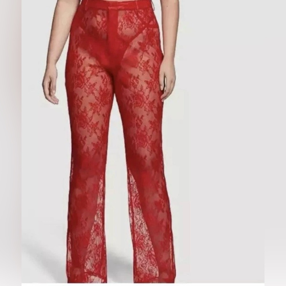 Victoria's Secret VS Archives See Through Rose Lace Sleep Pants Red Medium